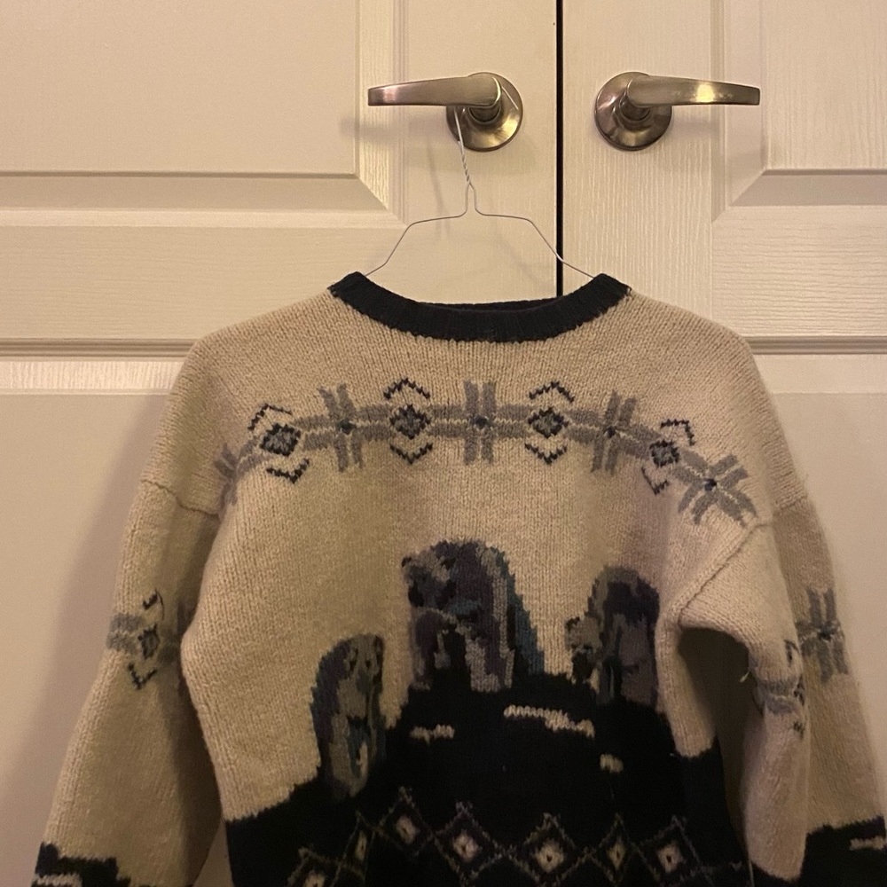 Men's Beige and Navy Sweater